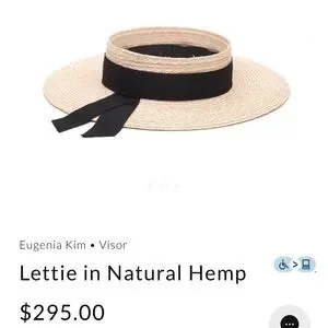 Eugenia Kim hat new no tags: Lettie grosgrain trimmed hemp blend visor Shop Lettie grosgrain-trimmed hemp-blend visor on Sale at  main image 3